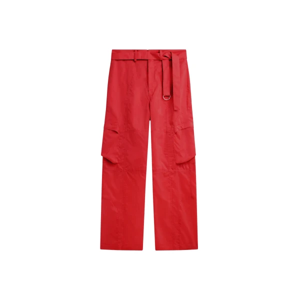 The Frankie Shop Kelly Sheer Cargo Pants - Red - Oversized Minimalist Pants in Red - Shop at Luxury Shoes 