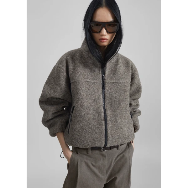 The Frankie Shop Kenei Fleece Zip Jacket – Greige Melange, view 2