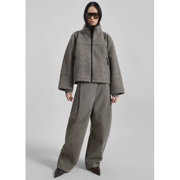The Frankie Shop Kenei Fleece Zip Jacket – Greige Melange, view 3
