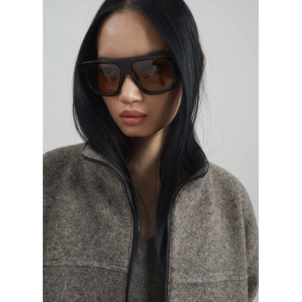 The Frankie Shop Kenei Fleece Zip Jacket – Greige Melange, view 5