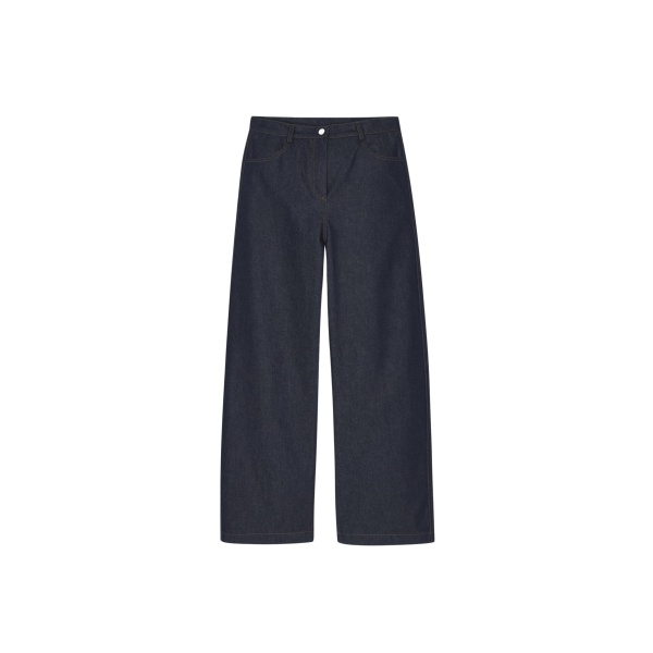 The Frankie Shop Kessel Denim Pants - Dark Wash - Oversized Minimalist Pants in Grey - Shop at Luxury Shoes 