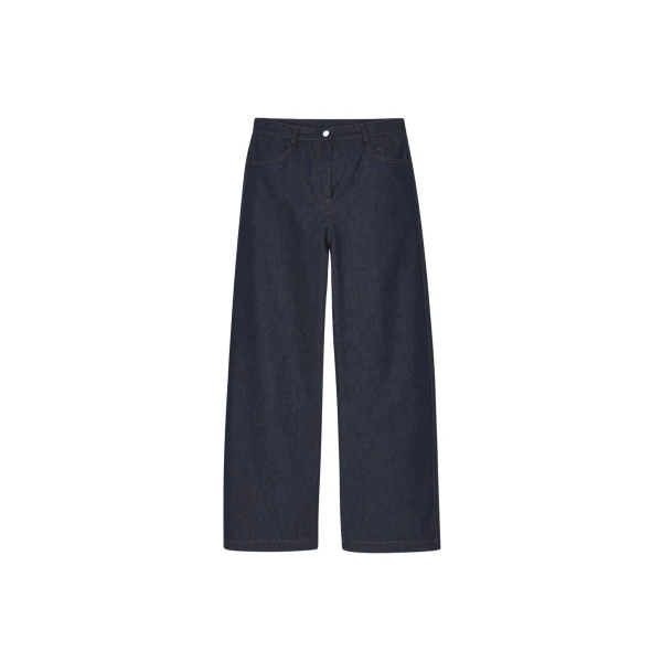 The Frankie Shop Kessel Denim Pants - Dark Wash - Oversized Minimalist Pants in Grey - Shop at Luxury Shoes 
