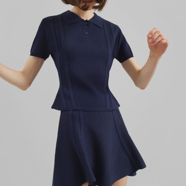The Frankie Shop Kiama Sculpted Mini Skirt – Navy, view 2