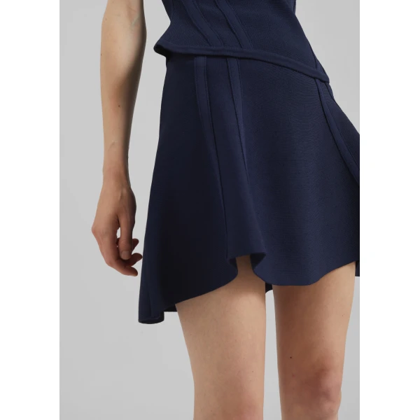 The Frankie Shop Kiama Sculpted Mini Skirt - Navy - Oversized Minimalist Skirts in Blue - Shop at Luxury Shoes 