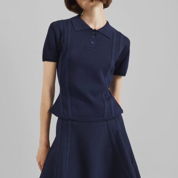 The Frankie Shop Kiama Sculpted Mini Skirt – Navy, view 4