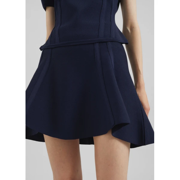 The Frankie Shop Kiama Sculpted Mini Skirt - Navy - Oversized Minimalist Skirts in Blue - Shop at Luxury Shoes 