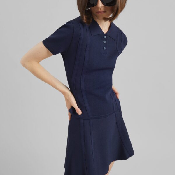 The Frankie Shop Kiama Sculpted Mini Skirt – Navy, view 6