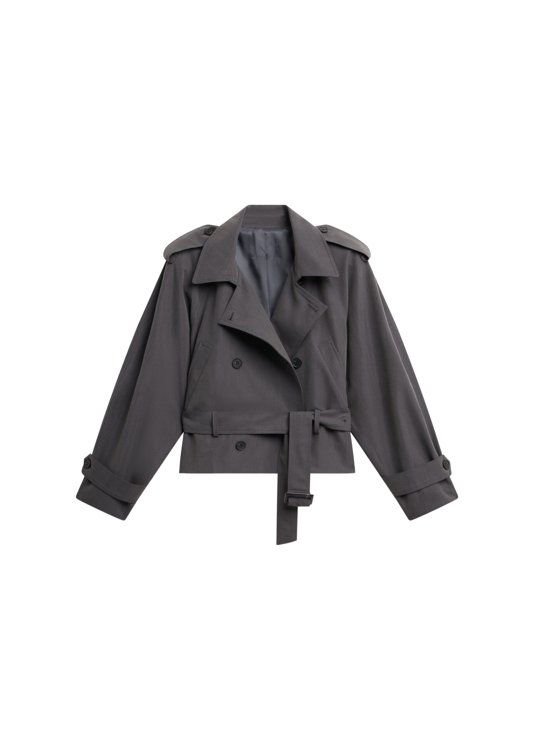 The Frankie Shop Kinsley Cropped Trench Jacket – Grey