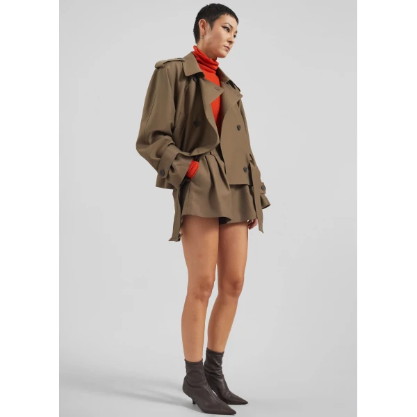 The Frankie Shop Kinsley Mini Shorts - Brown - Oversized Minimalist Shorts in Beige - Shop at Luxury Shoes 