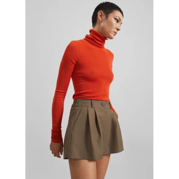 The Frankie Shop Kinsley Mini Shorts - Brown - Oversized Minimalist Shorts in Beige - Shop at Luxury Shoes 