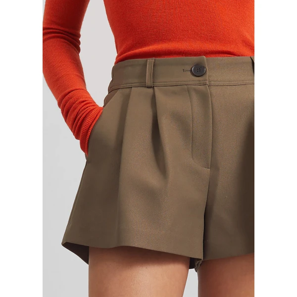 The Frankie Shop Kinsley Mini Shorts - Brown - Oversized Minimalist Shorts in Beige - Shop at Luxury Shoes 