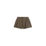 The Frankie Shop Kinsley Mini Shorts - Brown - Oversized Minimalist Shorts in Beige - Shop at Luxury Shoes 