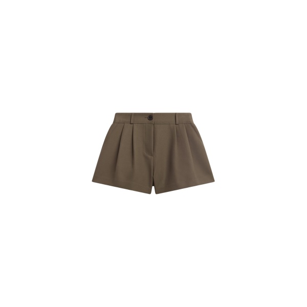 The Frankie Shop Kinsley Mini Shorts - Brown - Oversized Minimalist Shorts in Beige - Shop at Luxury Shoes 