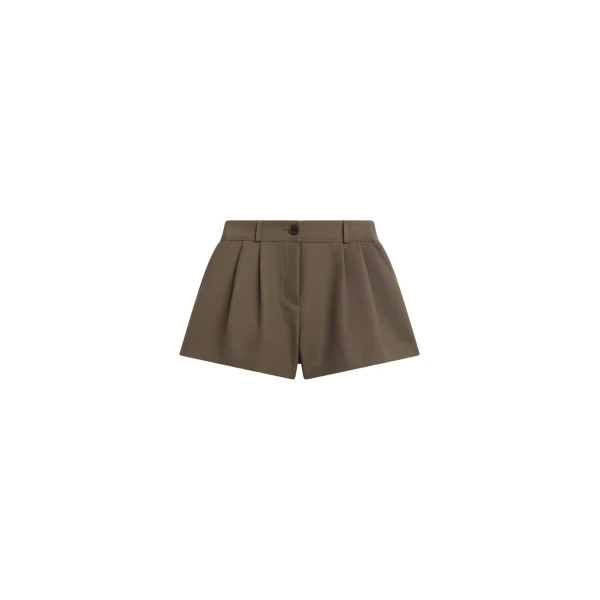 The Frankie Shop Kinsley Mini Shorts - Brown - Oversized Minimalist Shorts in Beige - Shop at Luxury Shoes 