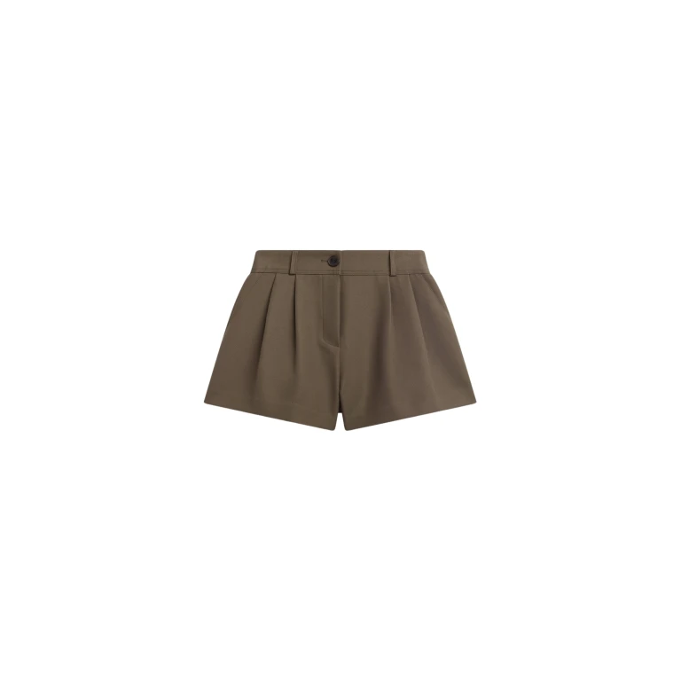 The Frankie Shop Kinsley Mini Shorts - Brown - Oversized Minimalist Shorts in Beige - Shop at Luxury Shoes 