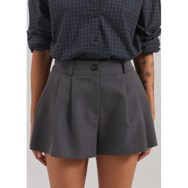 The Frankie Shop Kinsley Mini Shorts - Grey - Oversized Minimalist Shorts in Grey - Shop at Luxury Shoes 