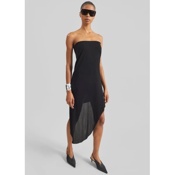 The Frankie Shop Kitty Sheer Asymmetric Skirt - Black - Oversized Minimalist Skirts in Black - Shop at Luxury Shoes 