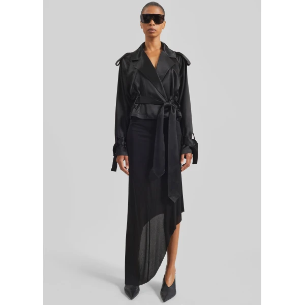 The Frankie Shop Kitty Sheer Asymmetric Skirt - Black - Oversized Minimalist Skirts in Black - Shop at Luxury Shoes 