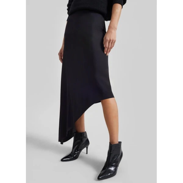 The Frankie Shop Kitty Sheer Asymmetric Skirt - Black - Oversized Minimalist Skirts in Black - Shop at Luxury Shoes 
