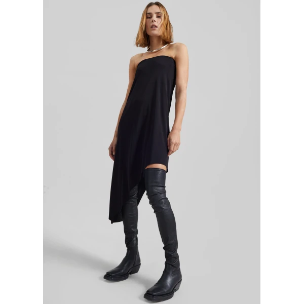 The Frankie Shop Kitty Sheer Asymmetric Skirt - Black - Oversized Minimalist Skirts in Black - Shop at Luxury Shoes 