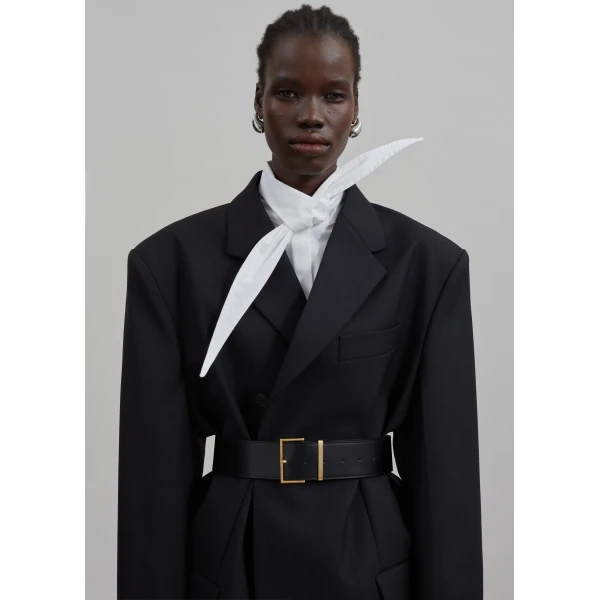 The Frankie Shop Klara Long Collar Shirt - White - Oversized Minimalist Tops in White - Shop at Luxury Shoes 