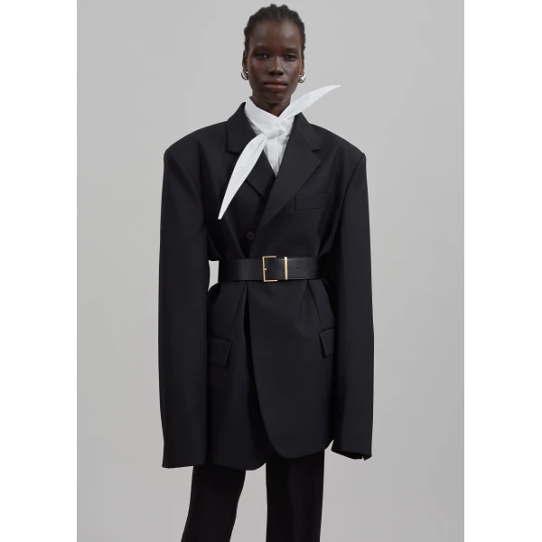 The Frankie Shop Klara Long Collar Shirt - White - Oversized Minimalist Tops in White - Shop at Luxury Shoes 