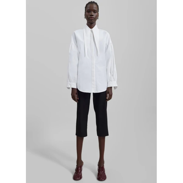 The Frankie Shop Klara Long Collar Shirt - White - Oversized Minimalist Tops in White - Shop at Luxury Shoes 