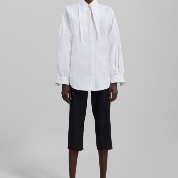 The Frankie Shop Klara Long Collar Shirt – White, view 5