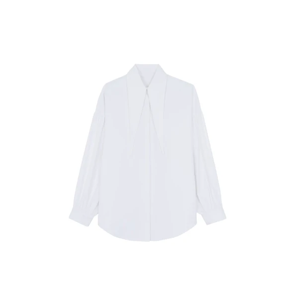 The Frankie Shop Klara Long Collar Shirt - White - Oversized Minimalist Tops in White - Shop at Luxury Shoes 