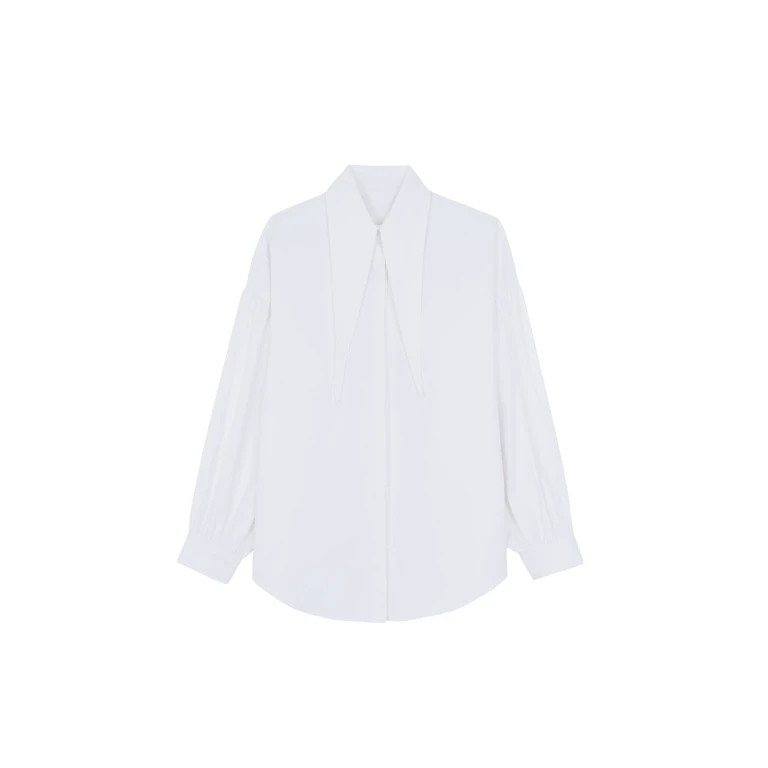The Frankie Shop Klara Long Collar Shirt - White - Oversized Minimalist Tops in White - Shop at Luxury Shoes 