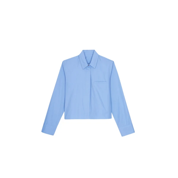 The Frankie Shop Kniva Cropped Shirt – Blue