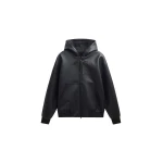 The Frankie Shop Kodai Faux Leather Bomber Jacket - Black - Oversized Minimalist Jackets in Black - Shop at Luxury Shoes 