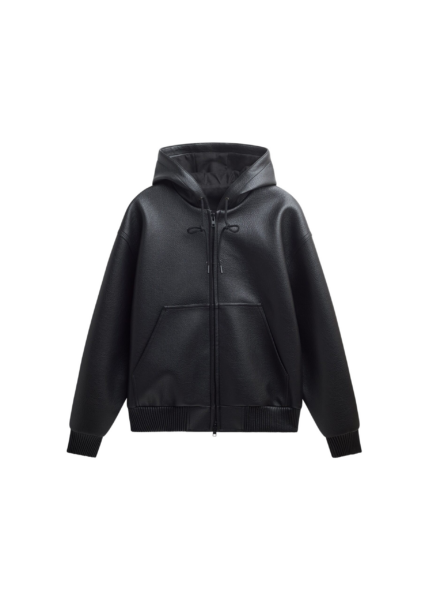 The Frankie Shop Kodai Faux Leather Bomber Jacket - Black - Oversized Minimalist Jackets in Black - Shop at Luxury Shoes 
