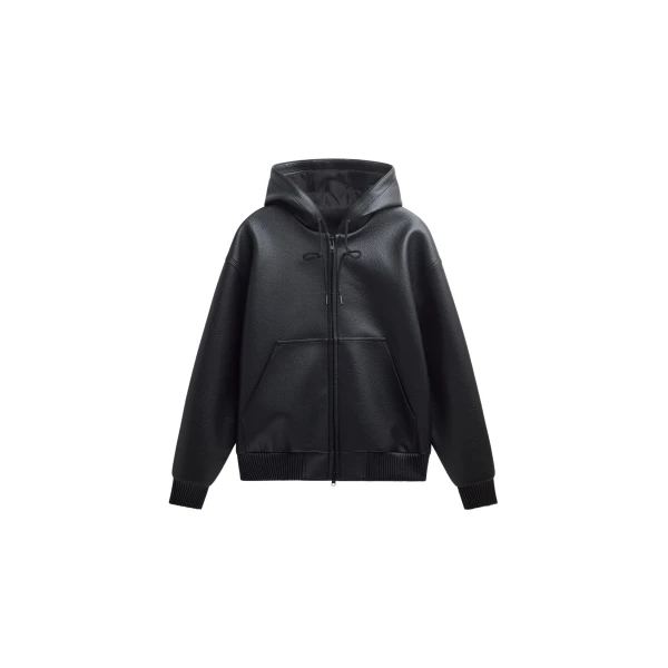 The Frankie Shop Kodai Faux Leather Bomber Jacket - Black - Oversized Minimalist Jackets in Black - Shop at Luxury Shoes 