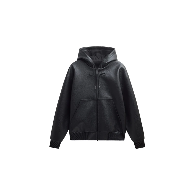 The Frankie Shop Kodai Faux Leather Bomber Jacket - Black - Oversized Minimalist Jackets in Black - Shop at Luxury Shoes 