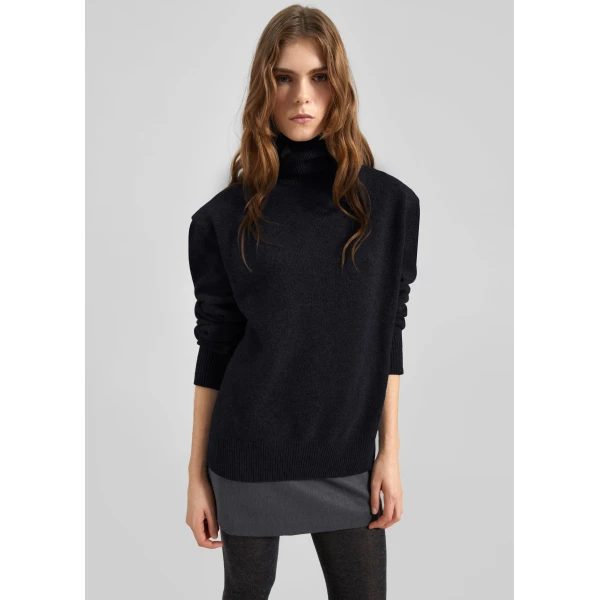 The Frankie Shop Koler Padded Knit Turtleneck – Black, view 2