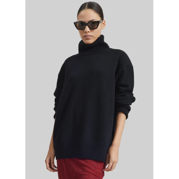 The Frankie Shop Koler Padded Knit Turtleneck – Black, view 3