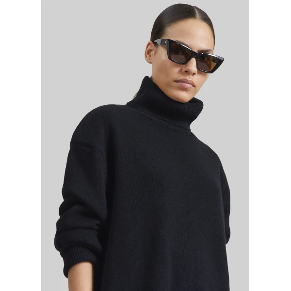 The Frankie Shop Koler Padded Knit Turtleneck – Black, view 5