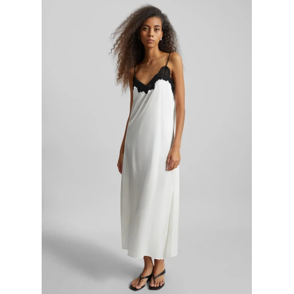 The Frankie Shop Lace Cami Dress - Ivory - Oversized Minimalist Dresses in Ivory - Shop at Luxury Shoes 