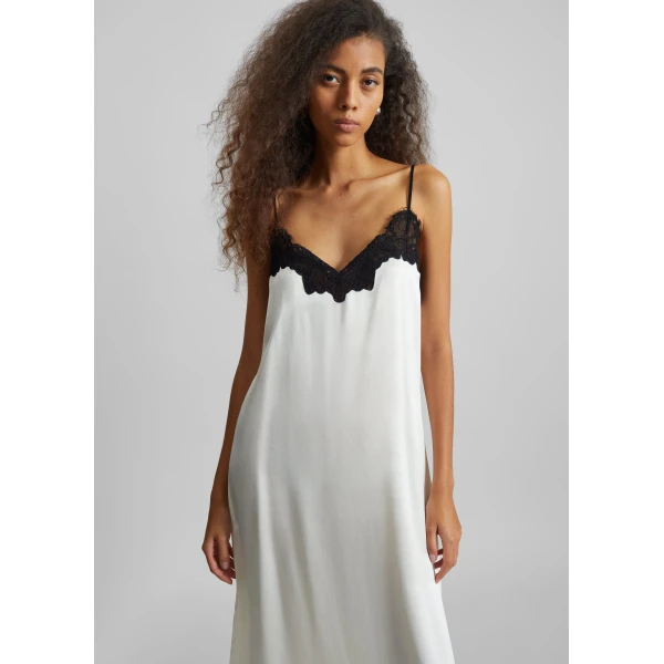 The Frankie Shop Lace Cami Dress - Ivory - Oversized Minimalist Dresses in Ivory - Shop at Luxury Shoes 