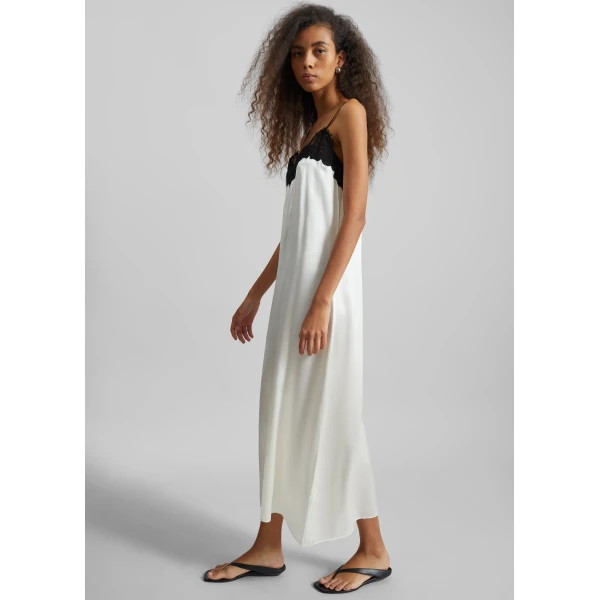 The Frankie Shop Lace Cami Dress - Ivory - Oversized Minimalist Dresses in Ivory - Shop at Luxury Shoes 