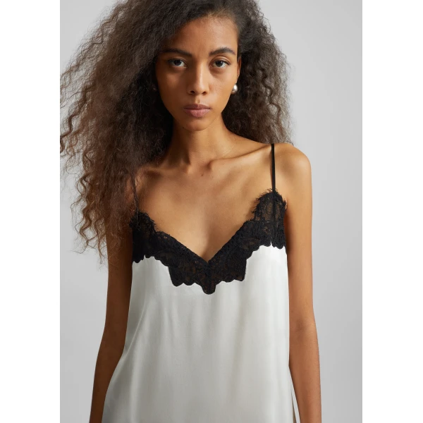 The Frankie Shop Lace Cami Dress - Ivory - Oversized Minimalist Dresses in Ivory - Shop at Luxury Shoes 