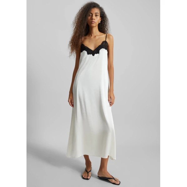 The Frankie Shop Lace Cami Dress - Ivory - Oversized Minimalist Dresses in Ivory - Shop at Luxury Shoes 
