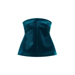 The Frankie Shop Laila Velvet Hourglass Bustier - Deep Green - Oversized Minimalist Tops in Green - Shop at Luxury Shoes 