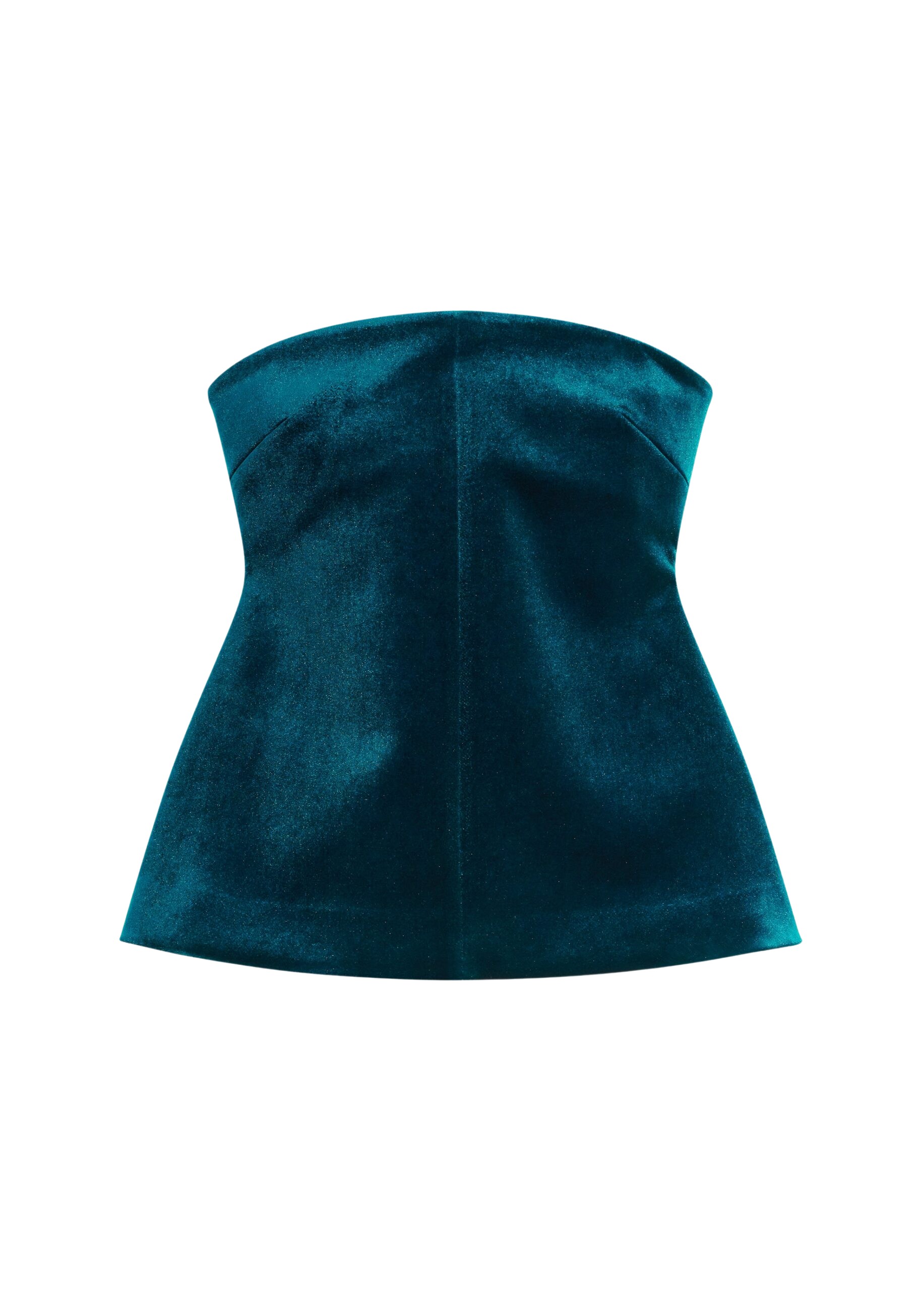 The Frankie Shop Laila Velvet Hourglass Bustier - Deep Green - Oversized Minimalist Tops in Green - Shop at Luxury Shoes 