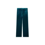 The Frankie Shop Laila Velvet Trousers - Deep Green - Oversized Minimalist Pants in Green - Shop at Luxury Shoes 