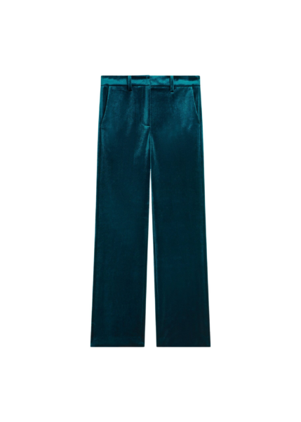 The Frankie Shop Laila Velvet Trousers - Deep Green - Oversized Minimalist Pants in Green - Shop at Luxury Shoes 