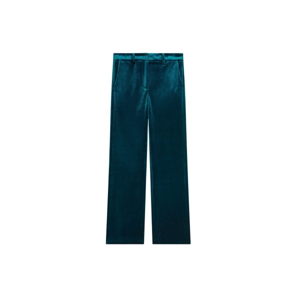 The Frankie Shop Laila Velvet Trousers - Deep Green - Oversized Minimalist Pants in Green - Shop at Luxury Shoes 