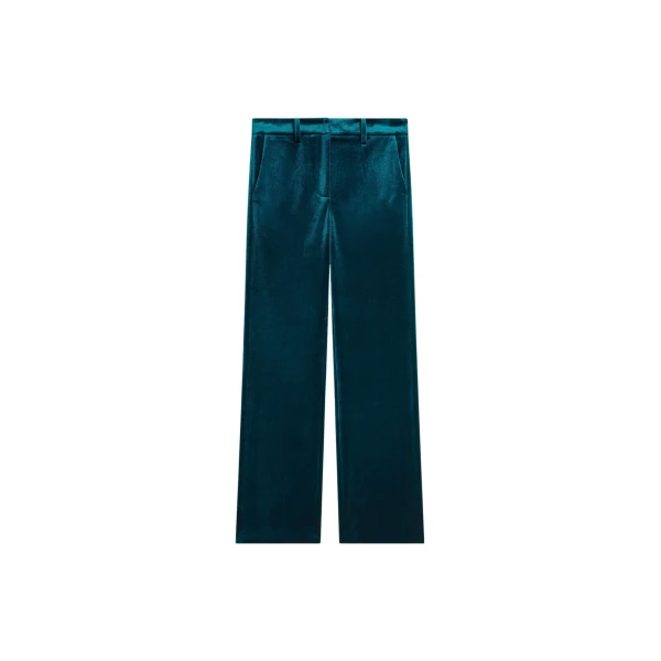The Frankie Shop Laila Velvet Trousers - Deep Green - Oversized Minimalist Pants in Green - Shop at Luxury Shoes 