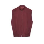 The Frankie Shop Lance Sleeveless Bomber Jacket - Burgundy - Oversized Minimalist Jackets in Red - Shop at Luxury Shoes 
